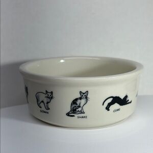 Fishs Eddy Cat Feeding Bowl with Playful Designs - Cream